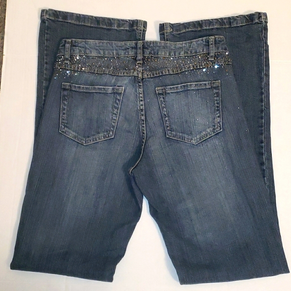 Cache Jeans Mid- Rise Bootcut Rhinestones Size 6 - Picture 2 of 6